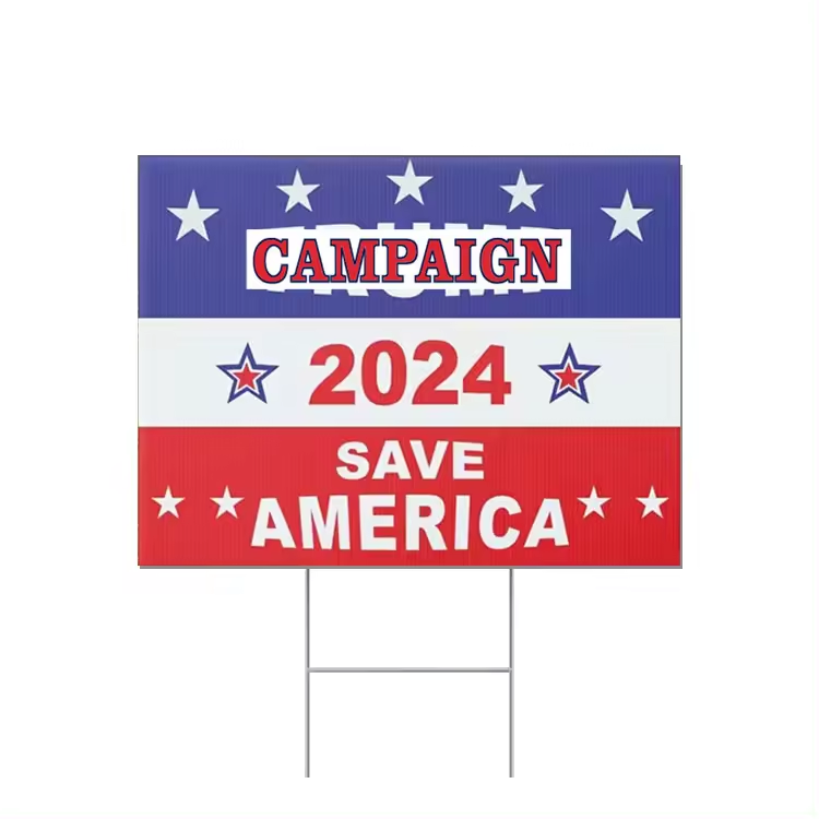 OEM Custom Logo Printing 2024 Take America Back USA President Campaign Yard Sign 18x24 with h-stakes