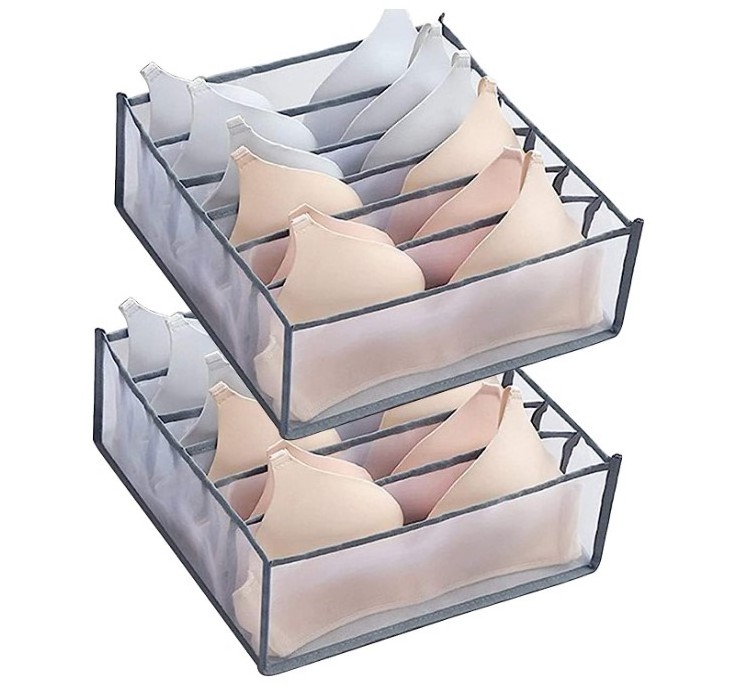 Nylon Clothes Drawer Storage Bag Divider Closet Organizer Foldable Mesh Underwear Bra Socks Storage Boxes