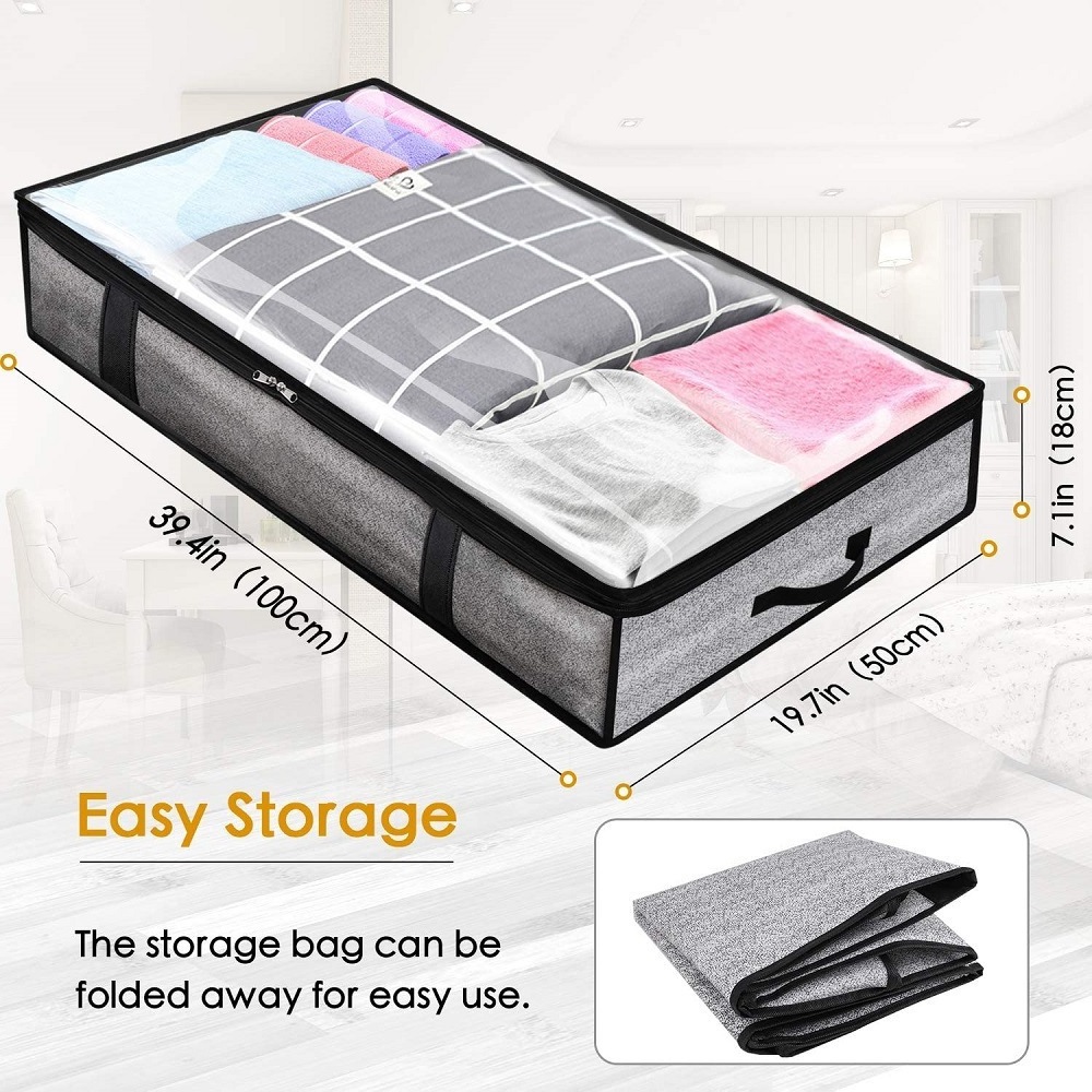 Wholesale High Quality Foldable Under Bed Bags Large Breathable Capacity Under Bed Storage Boxes Zippered Organizer