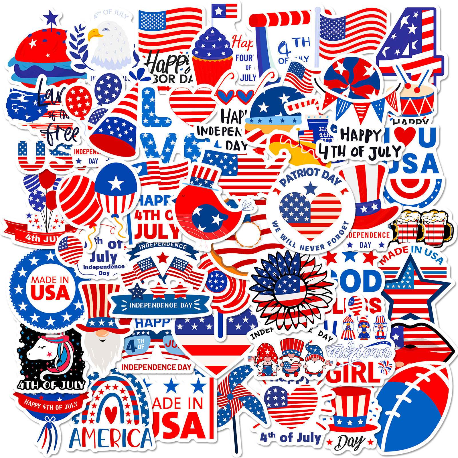 Hot Selling Fourth Of July Vinyl Stickers Girl Sticker Book Decor Wallpaper For Wall Cups Packaging Box