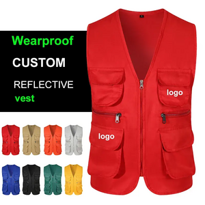 Wholesale Custom Outdoor Multi Pocket Polyester Photographer Security Sleeveless Work Volunteer Vest With Any Logo