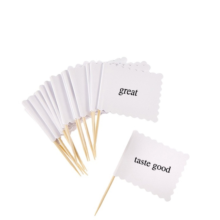 Custom your logo paper toothpick flags with wooden stick