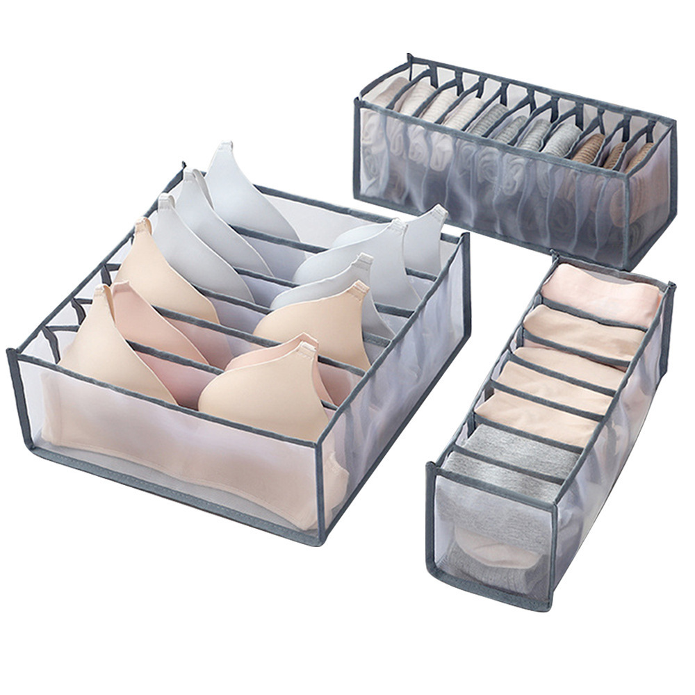 Nylon Clothes Drawer Storage Bag Divider Closet Organizer Foldable Mesh Underwear Bra Socks Storage Boxes