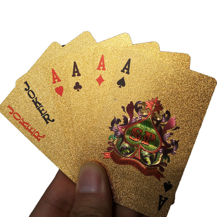 High Quality Personalized Logo 24K Golden Poker Cards Gold Foil Professional Luxury Playing Cards