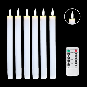 Promotion 3d Flickering Flameless Led Candle Real Wax Ivory Taper Candles With Remote Control Battery Powered Home Decoration