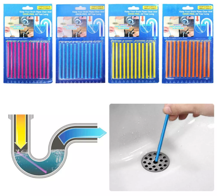 Keeps Drains And Pipes Clear Odor Free Sink Cleaner Clean Sewer Cleaning Rod Drain Cleaner Stick in Can