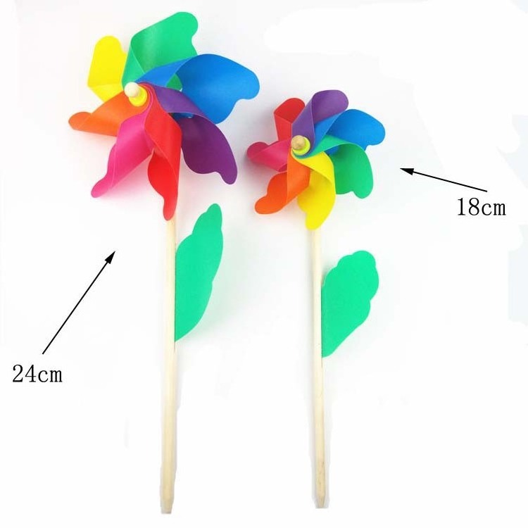 High Quality Custom Rainbow Poly Petal Plastic Garden Pinwheel Decorative Yard Windmill for Holiday