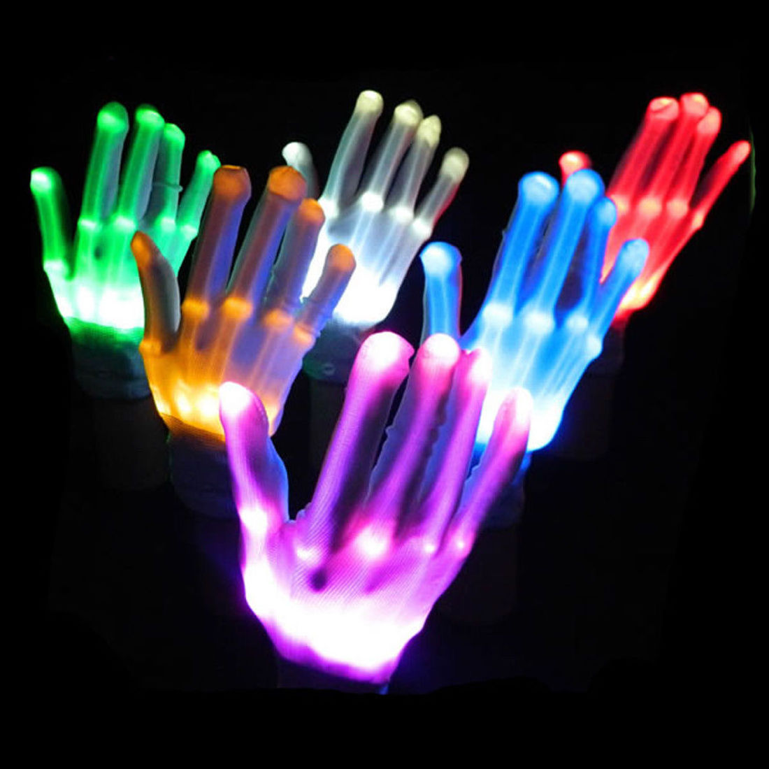 NUOXIN Factory Light up Led Flashlight Luminous Gloves Halloween Cosplay Costumes and Nylon Gloves Led Gloves