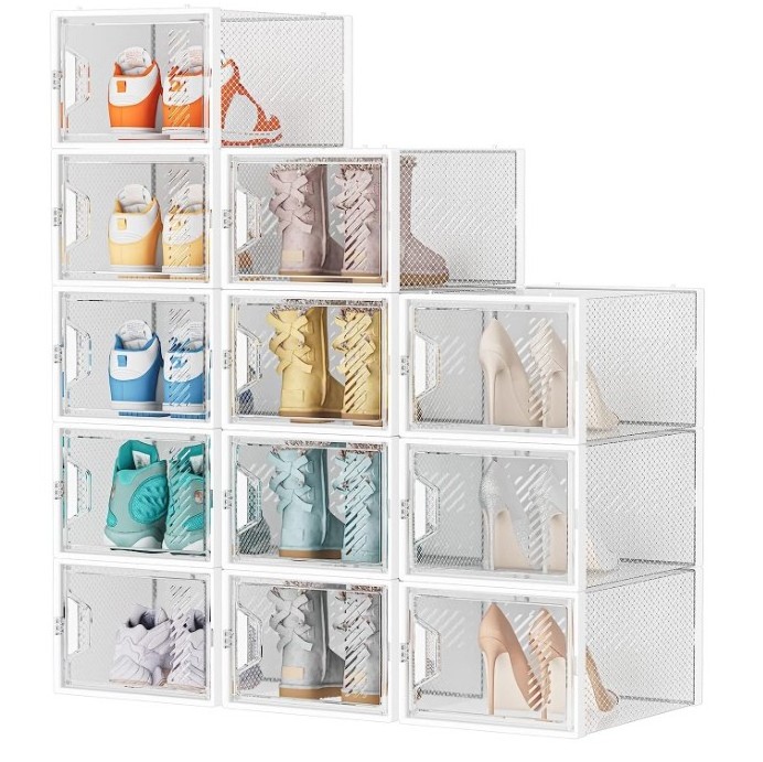 China Factory Price Shoe Box storage boxes with lids GRS Plastic Sneakers Shoe Box Organizer Stackable Clear Storage Bins