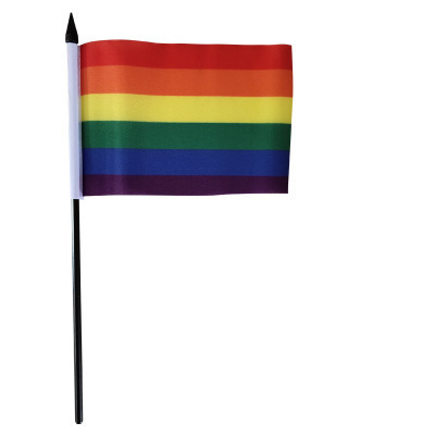 Wholesale 100% Polyester Rainbow Hand Held Stick LGBT Gay Pride Flags