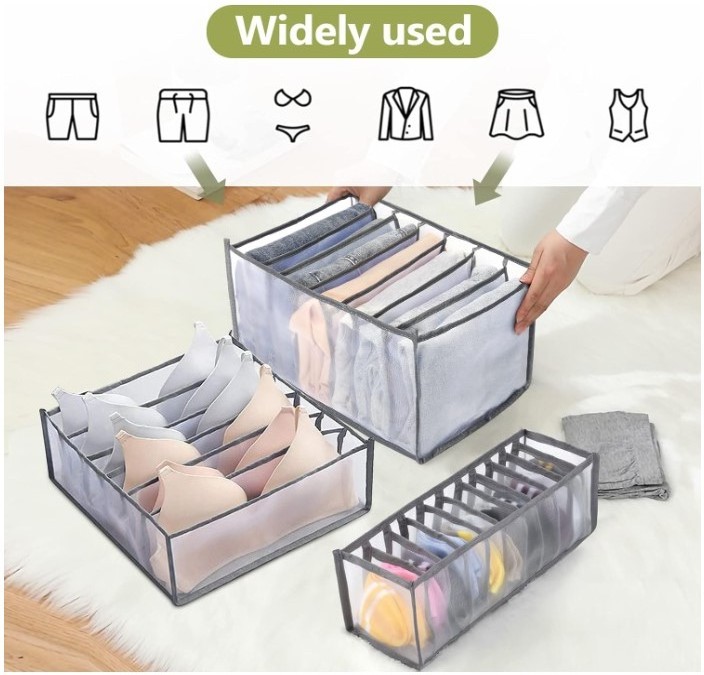 Hot Selling Wardrobe Clothes Organizer Nylon Fabric 7 Grids Jeans Organizer For Closet