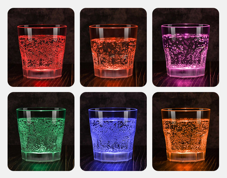 Light Up Liquid Led Activated  flashing cup Plastic Blinking Whisky Beer Wine Water glasses for drinking Tumbler Cups  for Bar P