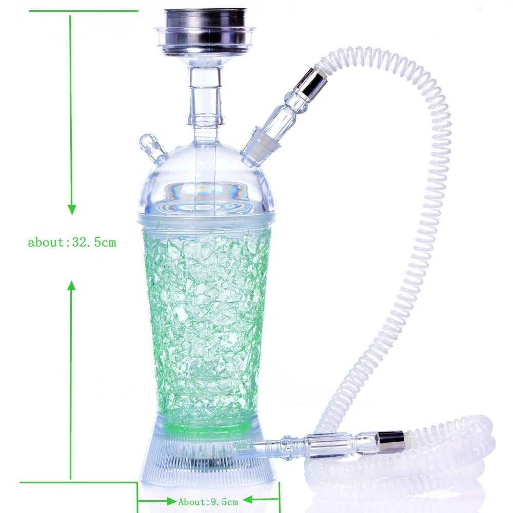 NX Portable Hookah Acrylic Smoking Shisha Portable Acrylic Hookah with LED Lights Travel Hookah Shisha Nargila