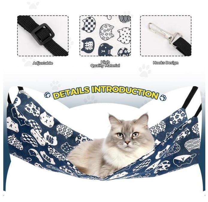 Wholesale Custom Adjustable Straps Double-Sided Pet Cat Cage Hammock Hanging Bed For Resting Sleepy Pad