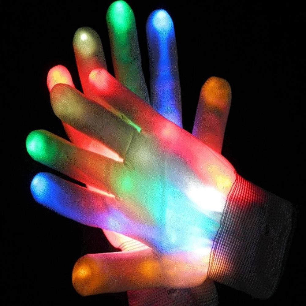 NUOXIN Factory Light up Led Flashlight Luminous Gloves Halloween Cosplay Costumes and Nylon Gloves Led Gloves