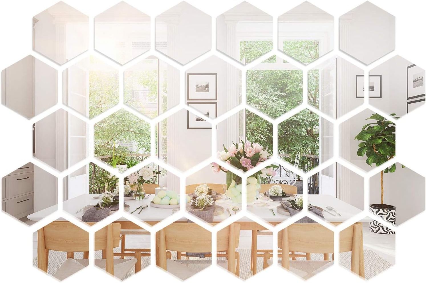 Hexagon Mirror Tile Wall Sticker 3D Acrylic Mirror Wall Sticker Decor Stick On Modern Decal for Home Living Room Bedroom