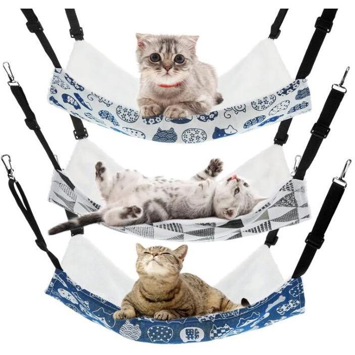 Wholesale Custom Adjustable Straps Double-Sided Pet Cat Cage Hammock Hanging Bed For Resting Sleepy Pad