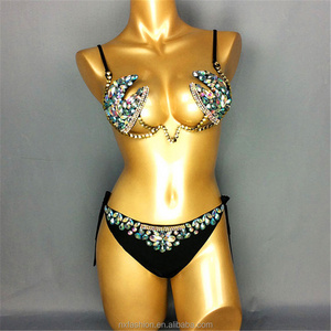 Nice Blingbling Carnival Costumes For Women Rhinestone For Carnival Costumes Sexy Carnival Costumes Wire Bra Frame NCC 017