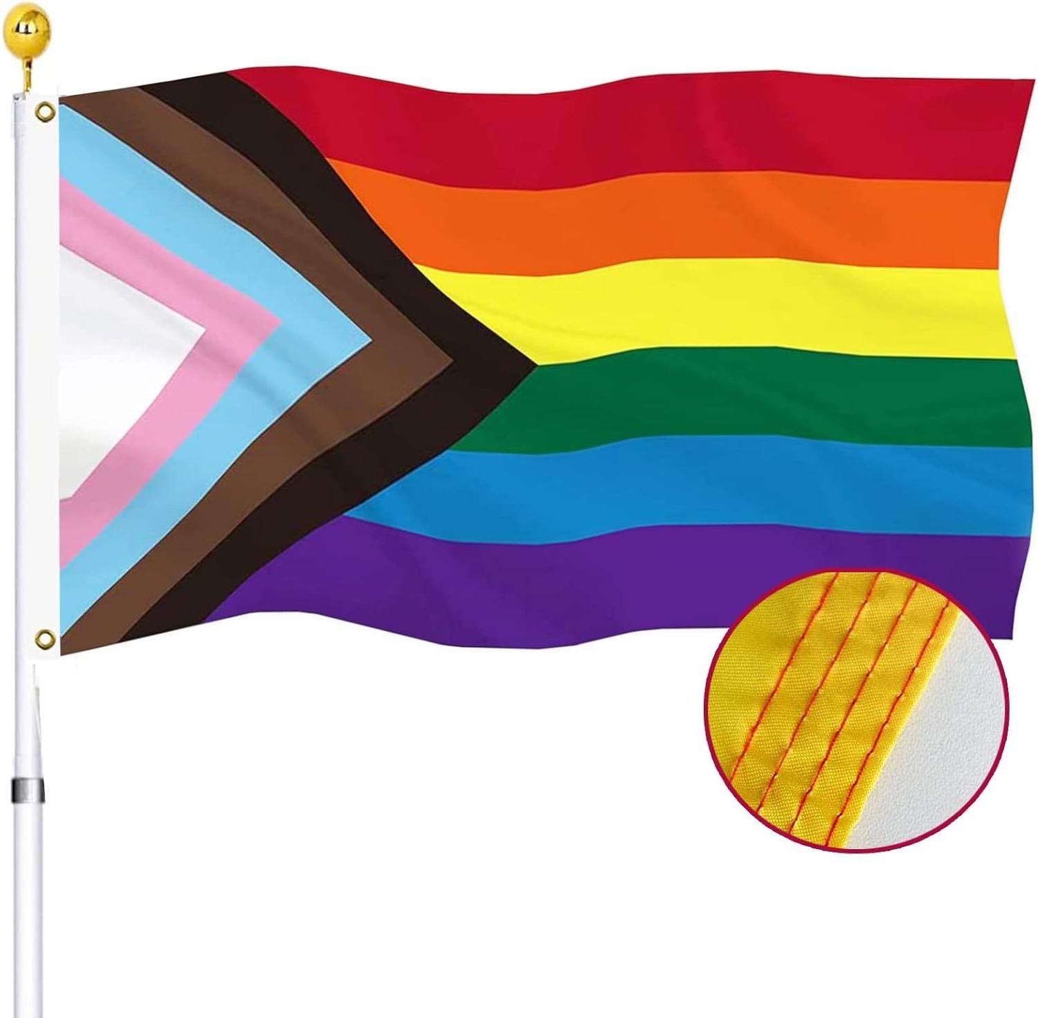 Factory Custom Pride Rainbow Stick Flag Hand Held LGBTQ Flags 3'X5' Gay Pride Rainbow Flag