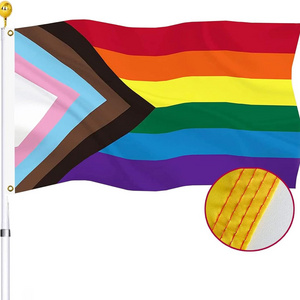 Factory Custom Pride Rainbow Stick Flag Hand Held LGBTQ Flags 3'X5' Gay Pride Rainbow Flag