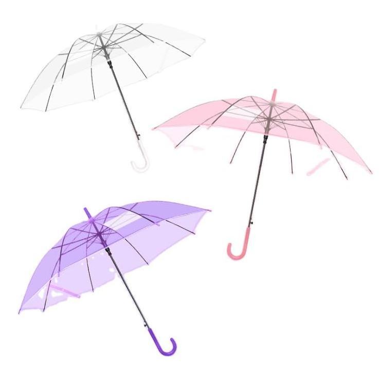 Factory Direct Sales Transparent Clear Automatic Open Straight Folding Sun Rain Umbrella For Promotional