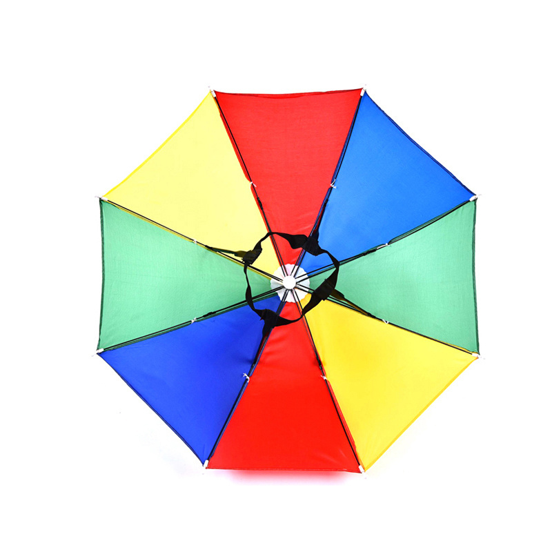 Cheap Wholesale Fast Delivery Multi-functional Cute Small Rainbow 54cm Hat Head Umbrella For Outdoor