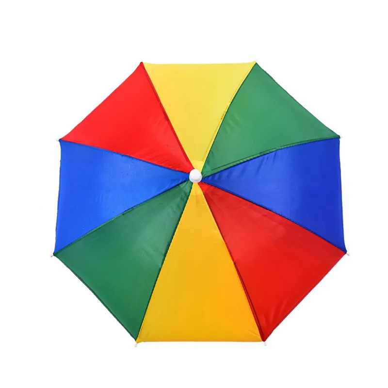 Cheap Wholesale Fast Delivery Multi-functional Cute Small Rainbow 54cm Hat Head Umbrella For Outdoor