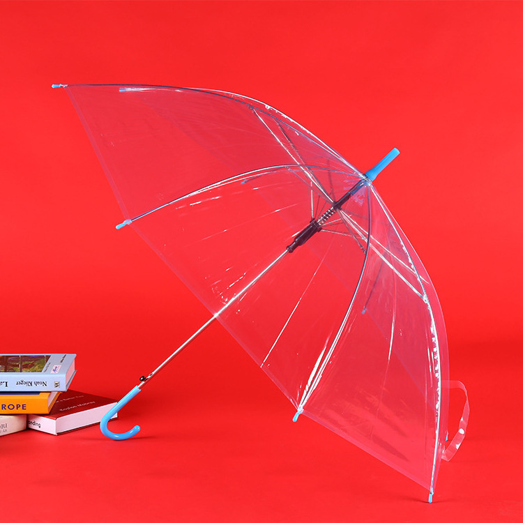 Color transparent 8K umbrella straight pole automatic umbrella new material making long handle umbrella