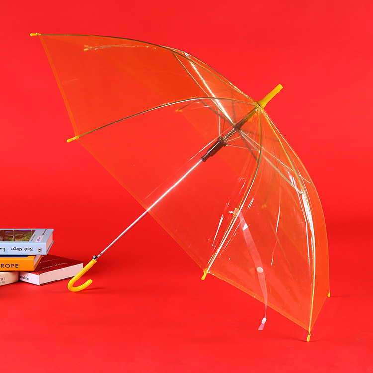 Color transparent 8K umbrella straight pole automatic umbrella new material making long handle umbrella