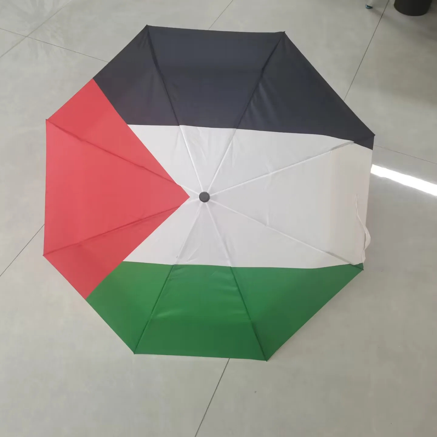 Custom Wholesale 190T Pongee Fabric Rain Folding Portable Palestine Flag Umbrella for Outdoor Promotion