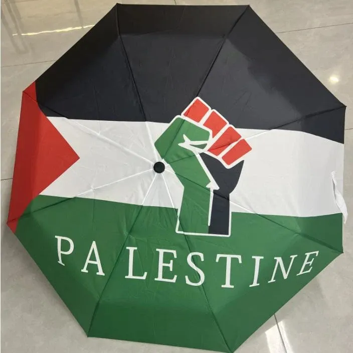 Nuoxin Custom 21 Inch 190T Pongee Fabric Waterproof Folding Palestine Flag Umbrella With Handle