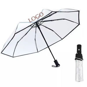 2024 Nuoxin Cheap 21inch 8 Bone Clear Transparent Outdoor Umbrella Automatic Transparent Umbrella  for Promotion Gift