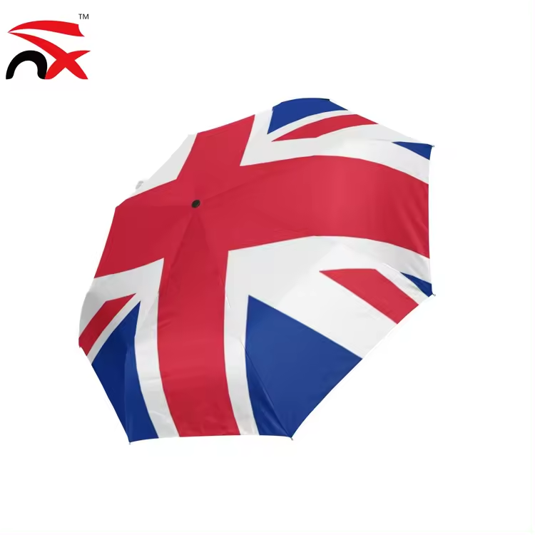 Nuoxin Wholesale Cheap 190T 21Inch 8 Bones Automatic Folding UK Flag Umbrella For Promotion