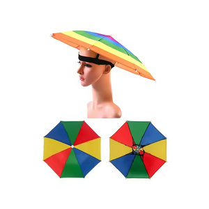 Custom Portable Luxury Colorful Hat Umbrella Set on Head Small Cute Animal Rainbow 54 Cm Sun Kids Head Umbrella for Kids