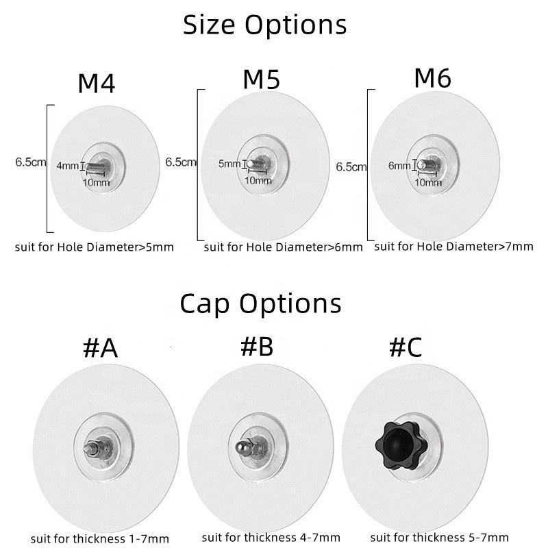 Wholesale Round Transparent No Punching M5M6 Sucker Strong Wall Adhesive Hook With Multiple Combinations