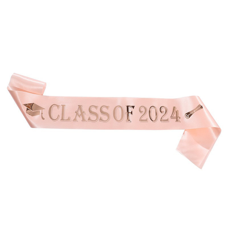 Graduation Party Supplies CLASS OF 2024 School Graduation Satin Sash With Foil Silver Letters