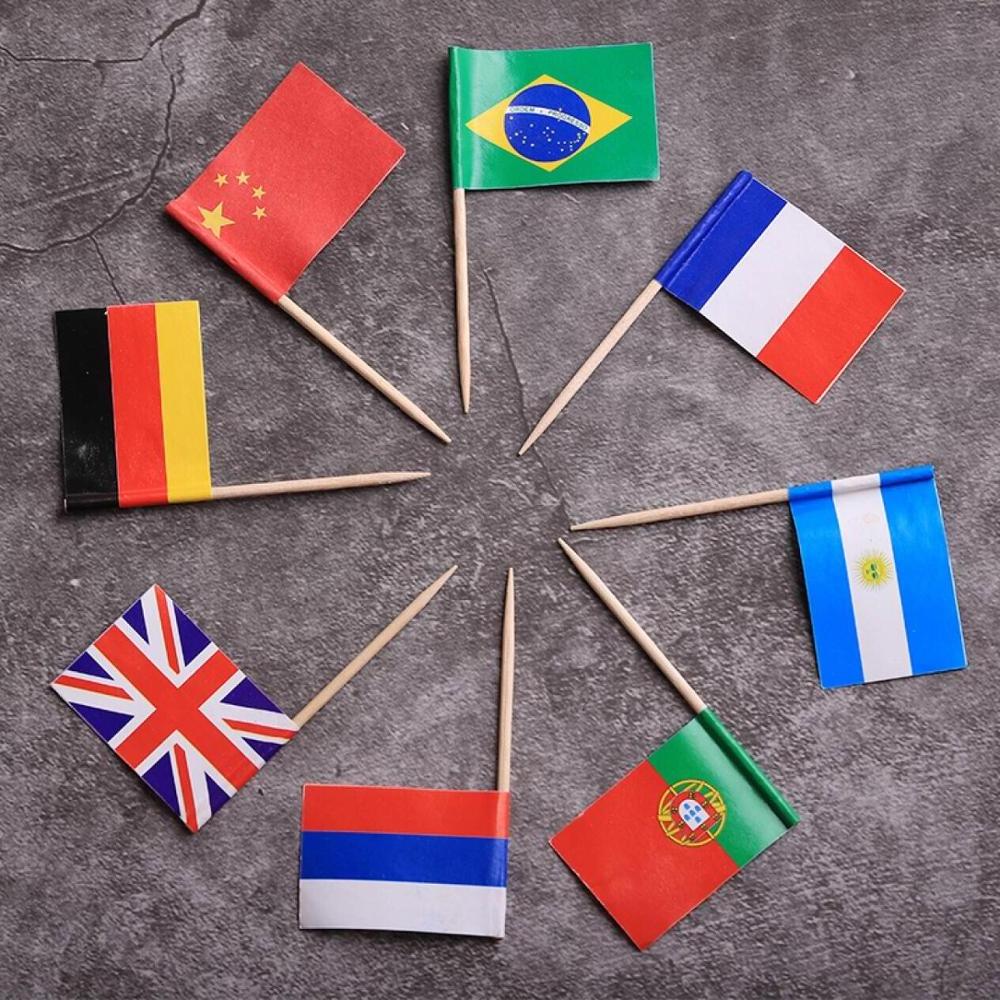 Wholesale Eco-friendly Mini Flag Toothpick with Wood Pole