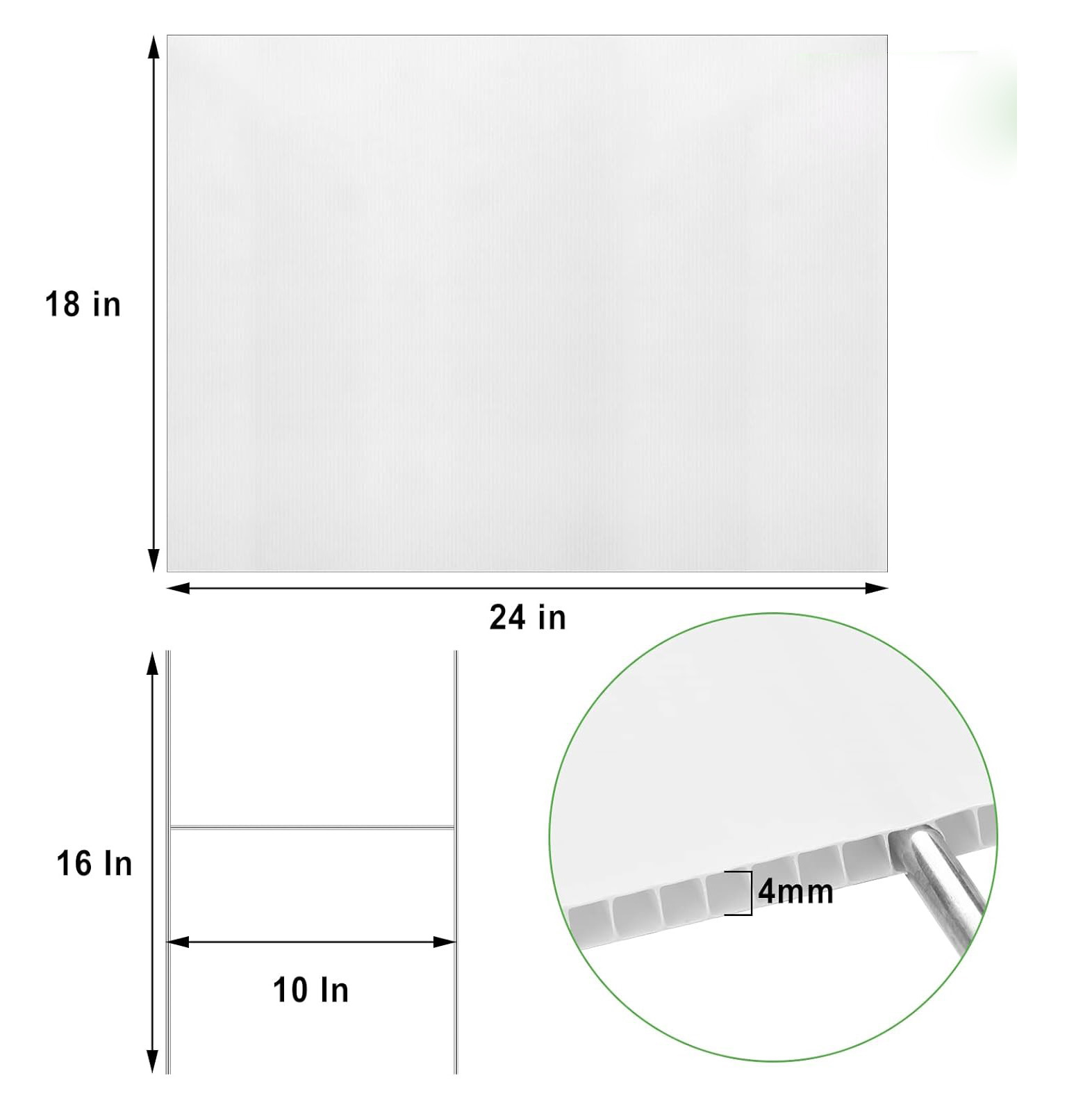 NUOXIN Wholesale Custom Blank Plastic Garden Yard Lawn Signs 18x24 with H-Stakes