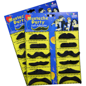 Halloween Party Novelty Self Adhesive 12 pcs Mustaches Black Short Fake  Artificial Costume Beard for Adults