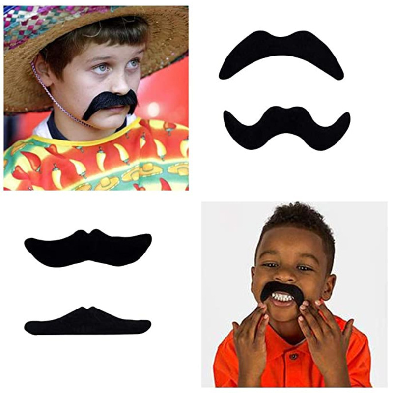 Halloween Party Novelty Self Adhesive 12 pcs Mustaches Black Short Fake  Artificial Costume Beard for Adults