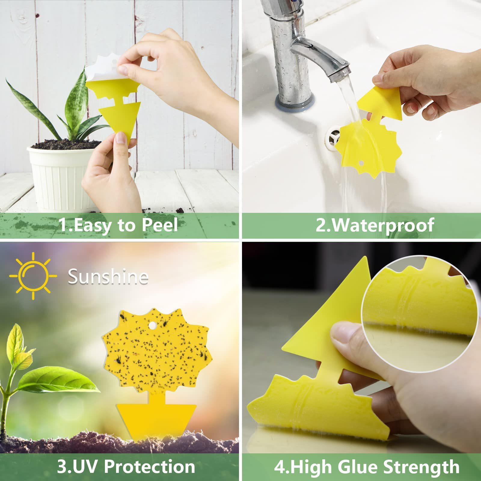 Best 60PCS Strong Plant Control Garden Fruit Fly Trap Indoor Bugs Yellow Sticky Double-Sided Fungus Catcher Pest Control