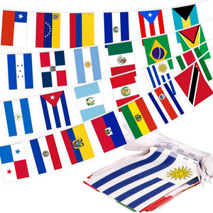 Wholesale Custom Silk Screen Printing Decoration Flying Banner 24 National Countries 14*21 CM 24pcs Per Set String Bunting Flag