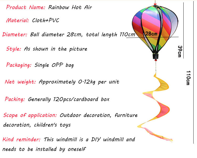 Hot Air Balloons Garden Windmill Wind Spinners Rotating Sequins Windmill Wind Chimes Rainbow For Wind Twister Hanging Decoration