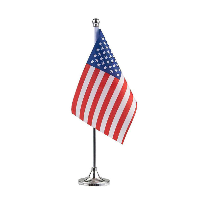 Custom Table America Flag Decor Metal Pole Stands Base Office Flags for Government Offices