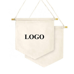 NX Wholesale Custom DIY Blank Cotton Canvas Wall Hanging Enamel Pin Decoration Banner with Rod