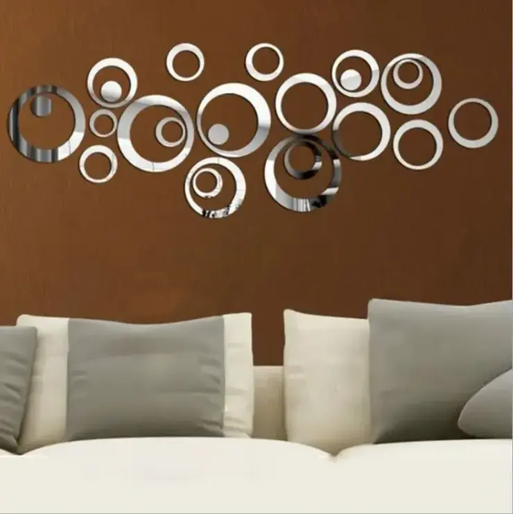 Factory Made Circle Shape Personalized 3D Wall Stickers Combination Acrylic Mirror Stickers for Home Decoration