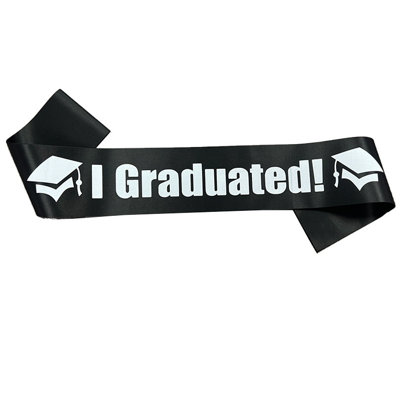 Party Ceremonial I GRADUATED Sash Belt Graduation Satin Sash With Gold White Black Letter