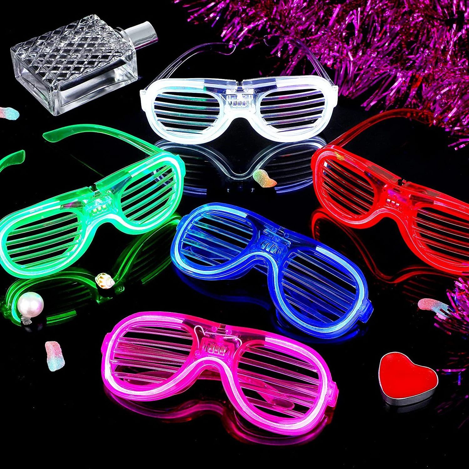 Factory Supplier High Quality Decorations Glow In The Dark Shutter Flashing Luminous Led Party Glasses