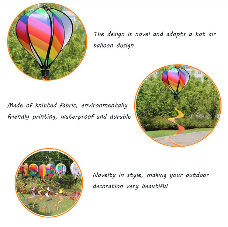 Hot Air Balloons Garden Windmill Wind Spinners Rotating Sequins Windmill Wind Chimes Rainbow For Wind Twister Hanging Decoration