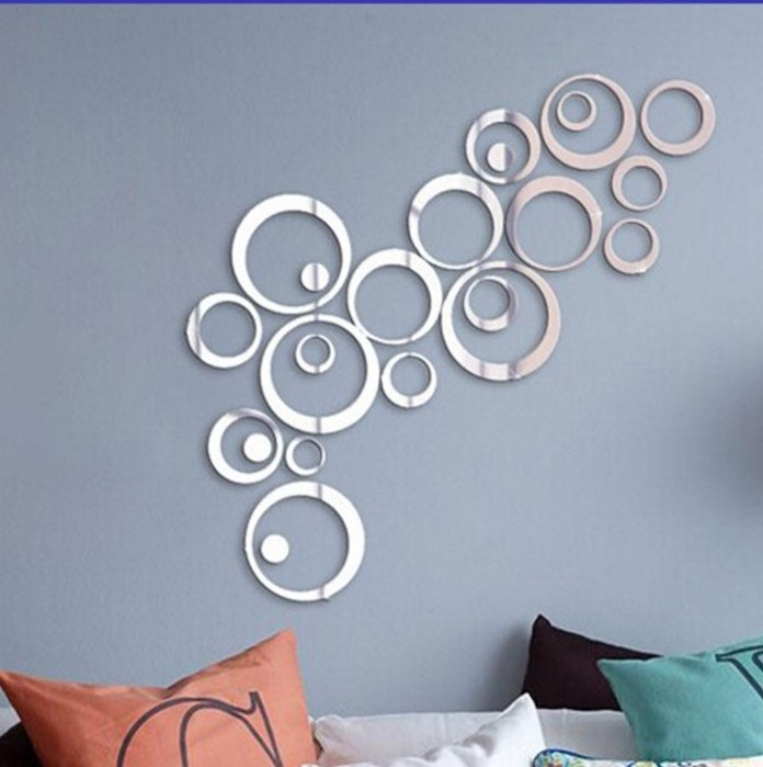 Factory Made Circle Shape Personalized 3D Wall Stickers Combination Acrylic Mirror Stickers for Home Decoration